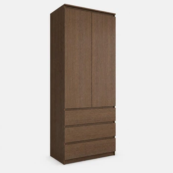 Шкаф для одежды NR-16S, 3 ящика, полки, без ручек, ЛДСП, 80×50×211 см Венге Темный (NR-16S Венге Темный)