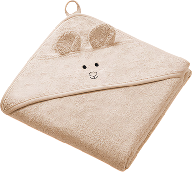 Ręcznik dziecięcy BabyOno bambusowy z kapturem ciemno-beżowy 100x100 cm (5901435418024)