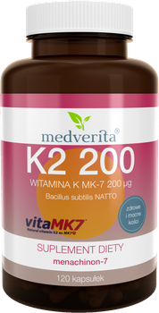 Suplement diety Medverita Witamina K2 MK 7 200 Ug 60 kapsułek (5905669084536)