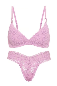 Комплект белья: бюстгальтер с мягкой чашкой и трусики стринг Victoria's Secret 80C/L Сиреневый (153132)