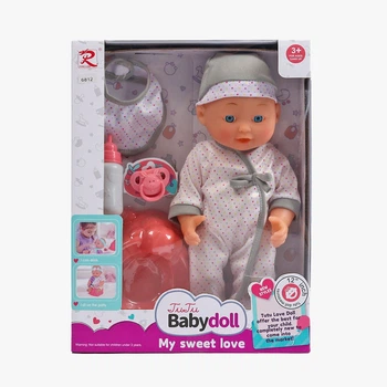 Кукла 6812 пьет из бутылочки, ходит на горшок, аксессуары, высота 32 см, в коробке (6967374437723)
