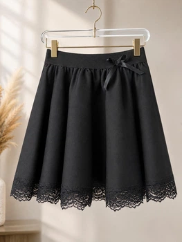 Юбка школьная черная для девочек "Black Lace" 152р
