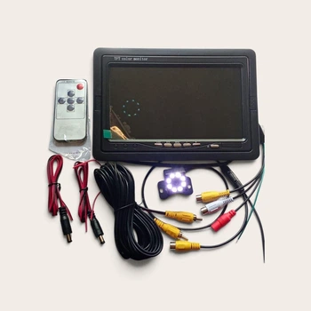 Комплект відеоспостереження для авто: Автомобільний монітор 7" TFT LCD + Камера заднього огляду з LED підсвічуванням та паркувальною розміткою 12V (З пультом ДУ)