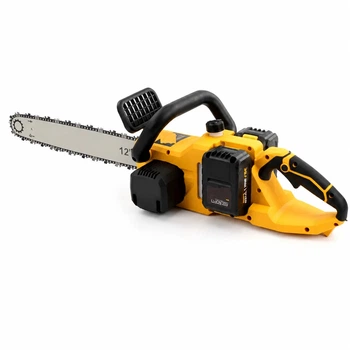 Цепная пила Electric Saw DT 1291 с двумя аккумуляторами 16 дюймов 406 см желтая для сада и заготовки дров мощный автономный инструмент для быстрой распиловки толстых веток и стволов деревьев с эргономичной конструкцией и двумя рукоятками