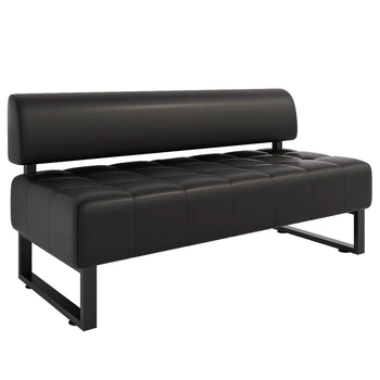 Диван Office зі спинкою 155×65×75 см екошкіра Deep Black