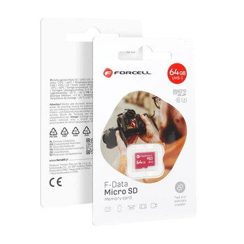 Карта пам'яті microSD 64GB U3 Class 10 Forcell F-Data Red (5903396324734)