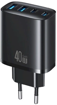Ładowarka sieciowa do Usams US-CC330 T70 2xUSB-A + 2xUSB-C 40W GaN Fast Charger Black (CC330TC01)