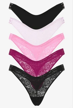 Набір різнокольорових трусиків стрінги 5шт (XS) Pink Victoria's Secret