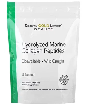 Гідролізовані пептиди морського колагену, Hydrolyzed Marine Collagen Peptides, California Gold Nutrition, 200 г