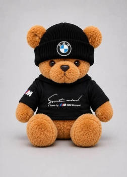 Плюшевый мишка в кофте и шапке БМВ М (BMW M) 50 см Черный