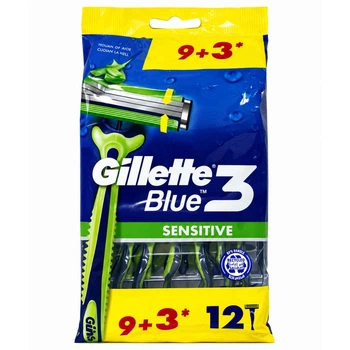 Одноразові станки для гоління Gillette Blue3 Sensitive 12 шт