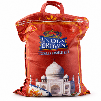 Рис басматі довгозернистий пропарений India Crown 1121 Sella Basmati Rice 5 кг