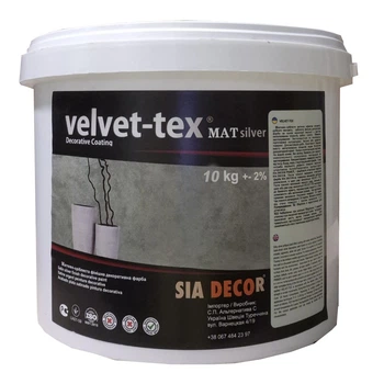 Штукатурка декоративна SIA DECOR для стін VELVET TEX MAT матова напівтонка перламутрова 10кг
