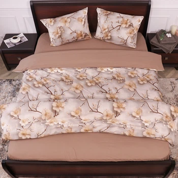 Полуторный набор постельного белья 150*220 из микрофибры №203006АВ Черешенка