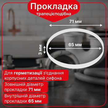 Прокладка Kronoplast трапециевидная Ø70 мм уплотнительная DS6005SP05