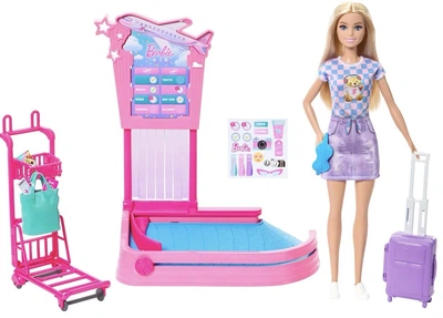 Ігровий набір Mattel Barbie Отримання багажу в аеропорту з лялькою та аксесуарами (JMJ49) (194735378074)