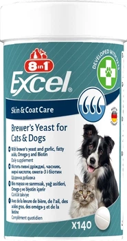 Вітаміні 8in1 Excel Brewers Yeast для собак та котів, пивні дріжджі з часником, для шкіри та шерсті, 140 шт