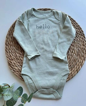 Боди Cool Club оливковый Hello world 74 см
