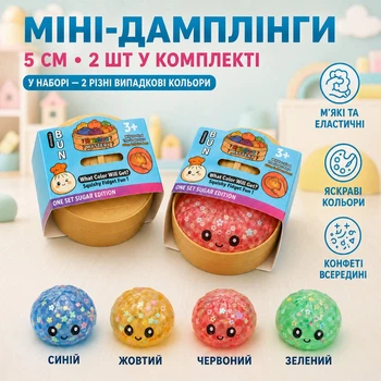 Сквиш Бао Мини 5 см Мини дампллинги с конфетти/орбизами внутри 2 шт Squishy Dumpling Bun Случайные цвета