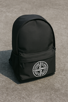 Классический черный городской рюкзак Stone Island с большим белым логотипом брендовый аксессуар для работы обучения и путешествий
