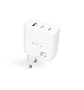 Зарядний пристрій GaN TITANUM CH65PRO PD65W USB-A+2xUSB-C White 76005