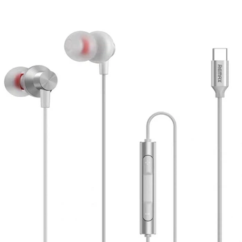 Навушники REMAX RM-560 Type-C Metal Wired Earphone, 1.2m, Silver