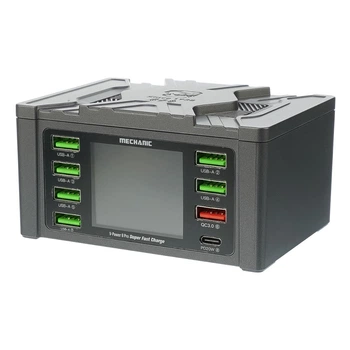 Зарядная станция с индикацией параметров зарядки Mechanic V- Power 8 Pro 110W (6 USB 2.4А/ 1 USB QC 3A/1 Type C - PD 20W/Wireless fast charging 15W)