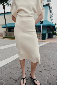 Трикотажна спідниця міді Zara 2756/142 L Молочна (02756142712L)