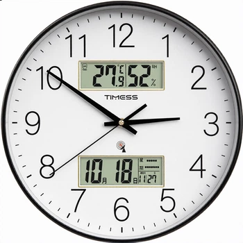 Часы настенные радиоуправляемые Timess, вечный календарь, температура/влажность, 35 см