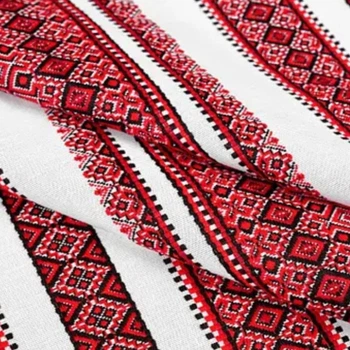 Тканина Анастасія з червоним орнаментом рапорт 45см 189г/м.кв 150см пог.м