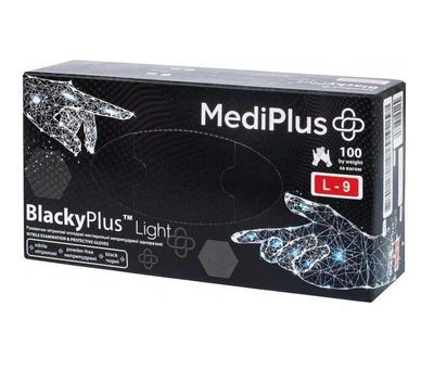 Перчатки нитриловые MediPlus без пудры L 100шт Чёрные (54557)