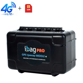 4G GPS трекер Ibag "Middle PRO Plus" з АКБ 10000 mah та магнітами! + WIFI detect. 25 супутників, WIFI сканери, Водонепроникний. Чорний. + Sim-карта в подарунок.