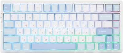 Бездротова ігрова механічна клавітура MCHOSE G75 Pro White-blue 75%, Hot-Swap, RGB, 2.4GHz/Bluetooth/USB, ENG + UA