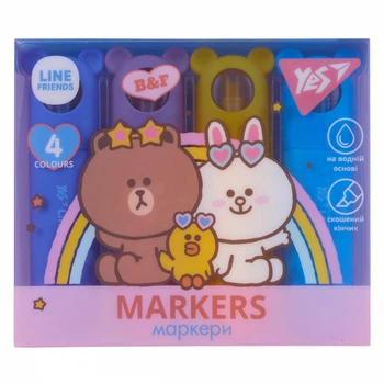 Набір маркерів Yes текстовий Yes Line Friends 4 шт (391105)