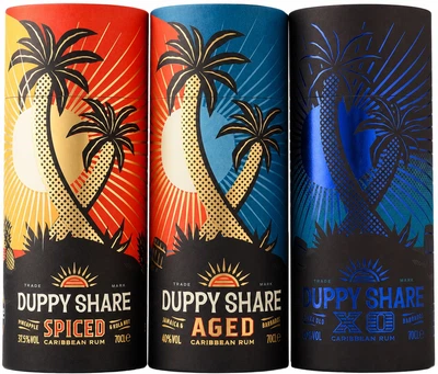 Набір ром Duppy Share Spiced 0.7 л 37.5% в тубусі + Aged 0.7 л 40% в тубусі + XO 0.7 л 40% в тубусі (1021244264255)