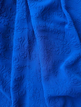 Тканина яскраво-синій шифон з 3D ефектом (жакардовий малюнок) 2005/1943