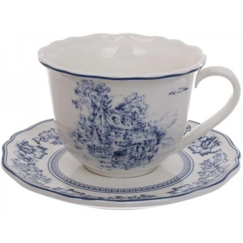 Чайний порцеляновий сервіз "Heritage Toile Blue" 6 чашок 320мл з блюдцями (138135)