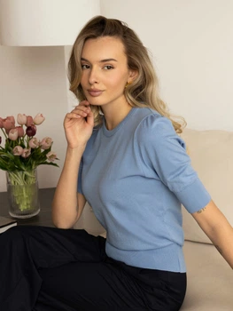 Джемпер трикотажний жіночий W09.02.09.511 блакитний з коротким рукавом Arber Crew-neck WDanx 7 WTR-185 XS блакитний (W09.05.23.513)
