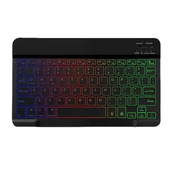 Клавиатура беспроводная Koyo Bluetooth компактная с RGB подсветкой для смартфонов планшетов ноутбуков смарт ТВ 320x130x20 мм 400 г с аккумулятором 300 мАч и USB C подключением черная для работы и обучения