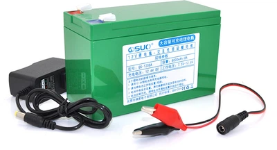 Аккумуляторная батарея QiSuo литиевая 12V 8A с элементами Li-ion 18650 + зарядное устройство 12.6V/1A + крокодилы (QS-1208ACH)