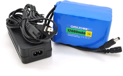 Акумуляторна батарея літієва QiSuo 24V 12A з елементами Li-ion 18650 + зарядний пристрій 25.2V3A, DC5.5x2.1 (YT26012)