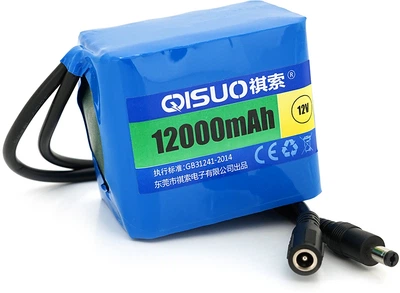 Акумуляторна батарея QiSuo літієва 12V 12A з елементами Li-ion 18650 DC5.5x2.1 (YT26024)