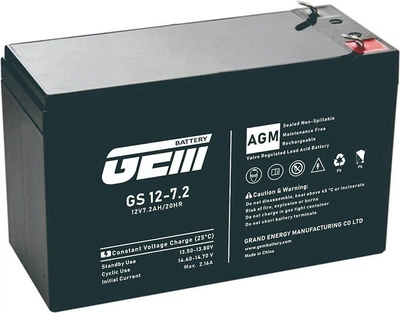Аккумуляторная батарея GEM Battery 12V-7.2Ah AGM F1/F2 (GS 12-7.2)