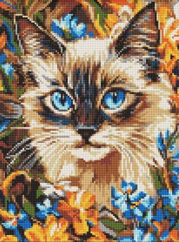 Алмазна мозаїка Блакитноокий в квіточках ©art_selena_ua 30x40 AMO20435 Ідейка