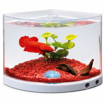 Пластиковый угловой аквариум для петушка Betta Tank T-101, ~2л, 17x10x12см