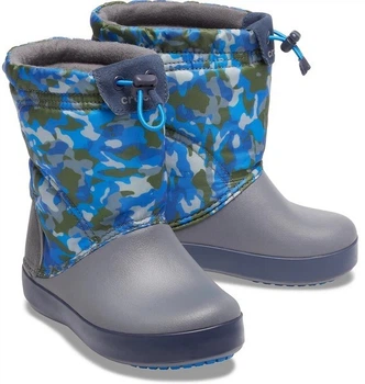 Дитячі крокси чоботи для хлопчика Crocs Crocband LodgePoint Graphic Winter Boot Blue/Grey (30-31, синій)