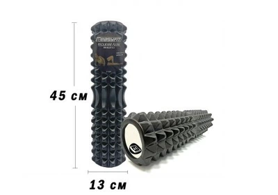 Масажний ролик EasyFit Grid Roller 45 см Чорний масажер для м`язів та фасцій для тренувань і реабілітації
