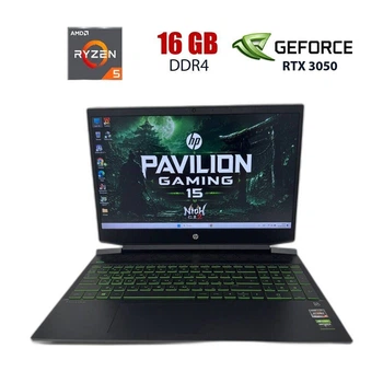 Игровой ноутбук Б-класс HP Pavilion Gaming 15-ec2002ua / 15.6" (1920x1080) IPS / AMD Ryzen 5 5600H (6 (12) ядер по 3.3 - 4.2 GHz) / 16 GB DDR4 / 256 GB SSD + 1000 GB HDD / nVidia GeForce RTX 3050, 4 GB GDDR6, 128-bit / WebCam б/у