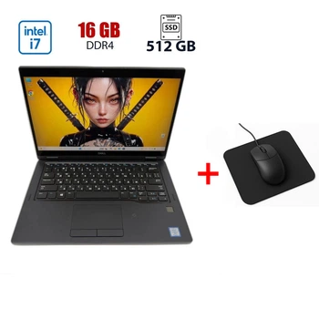 Ноутбук-трансформер Dell Latitude 7390 2-in-1 / 13.3" (1920x1080) IPS / Intel Core i7-8650U (4 (8) ядер по 1.90 - 4.2 GHz) / 16 GB DDR4 / 512 GB SSD / Intel UHD Graphics 620 / WebCam б/в + Подарунок Мишка та килимок