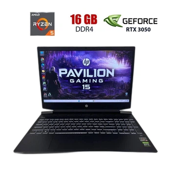 Игровой ноутбук Б-класс HP Pavilion Gaming 15-ec2829no / 15.6" (1920x1080) IPS / AMD Ryzen 5 5600H (6 (12) ядер по 3.3 - 4.2 GHz) / 16 GB DDR4 / 512 GB SSD / nVidia GeForce RTX 3050, 4 GB GDDR6, 128-bit / WebCam б/у